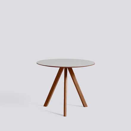 Jídelní stůl CPH 20 round / walnut water-based lacquered solid walnut / pebble grey linoleum Ø90 X H74