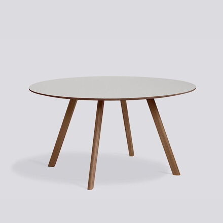 Jídelní stůl CPH 25 round / walnut water-based lacquered walnut / pebble grey linoleum Ø140 X H74