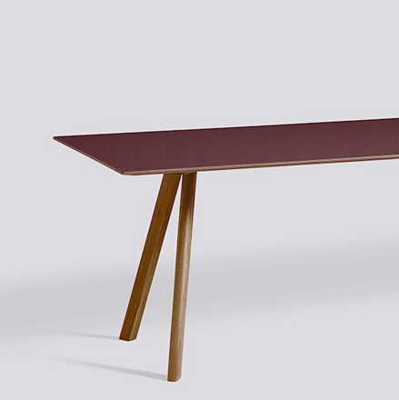Jídelní stůl CPH 30 / walnut water-based lacquered solid walnut / burgundy linoleum 250 x 90 x výška 74 cm
