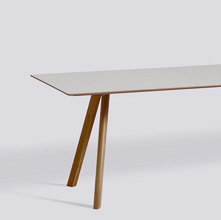 Jídelní stůl CPH 30 / walnut water-based lacquered solid walnut / pebble grey linoleum 250 x 90 x výška 74 cm
